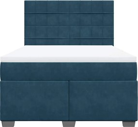 vidaXL Κρεβάτι Boxspring με Στρώμα Μπλε 160x200 εκ. Βελούδινο