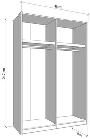 Ντουλάπα Συρόμενη VEYMONT 150 OG με Καθρέπτη Artisan oak 146x61x218εκ. 146x61x218 εκ.