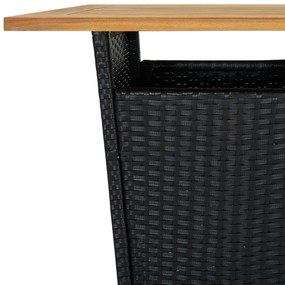 Τραπέζι Μπαρ Μαύρο 60x60x110 εκ. Συνθετικό Ρατάν / Ξύλο Ακακίας - Μαύρο