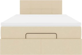 vidaXL Οθωμανικό κρεβάτι με στρώμα Cream 120x200cm ύφασμα