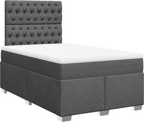 vidaXL Κρεβάτι Boxspring με Στρώμα Σκούρο Γκρι 120x190 εκ Υφασμάτινο