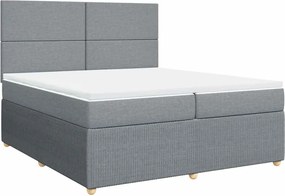 vidaXL Κρεβάτι Boxspring με Στρώμα Ανοιχτό Γκρι 200x200 εκ. Υφασμάτινο
