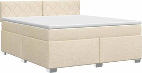 vidaXL Κρεβάτι box spring με στρώμα Κρεμ 160 x 200 cm Ύφασμα