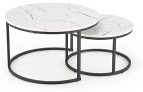 JAVA set of 2 c. tables, white marble / black DIOMMI-60-29299