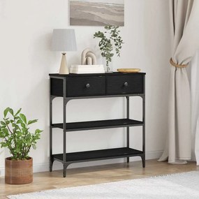 vidaXL Κονσόλα Μαύρη Δρυς 72,5x25x75 εκ. Σανίδα και Χάλυβας