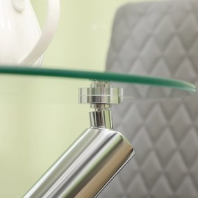 HOMCOM τραπέζι τραπεζαρίας, στρογγυλή επιφάνεια από σκληρό γυαλί, χωρίς πλαίσιο, για 2-4 άτομα, ατσάλινα πόδια, 80 x 80 x 74 cm