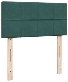 vidaXL Κρεβάτι Boxspring με Στρώμα Σκούρο Πράσινο 90x190 εκ. Βελούδινο