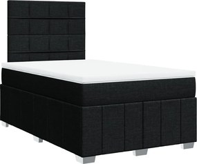 vidaXL Κρεβάτι Boxspring με Στρώμα Μαύρο 120x200 εκ. Υφασμάτινο