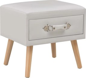 vidaXL Κομοδίνο Λευκό 40 x 35 x 40 εκ. από Συνθετικό Δέρμα