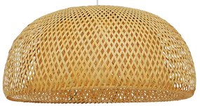 01627 GloboStar® SAN TROPEZ 01627 Boho Κρεμαστό Φωτιστικό Καμπάνα Μονόφωτο 1 x E27 IP20 Μπεζ Ξύλο - Μ60 x Π60 x Υ29cm