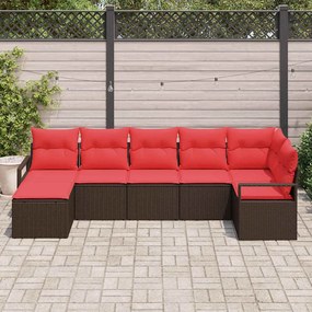 vidaXL Σετ Καναπέ με μαξιλάρι 7 pcs Καφέ συνθετικό ρατάν