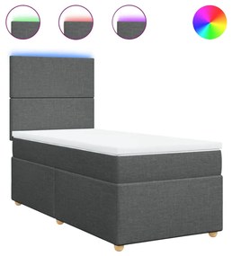 vidaXL Κρεβάτι Boxspring με Στρώμα Σκούρο Γκρι 100x200 εκ. Υφασμάτινο