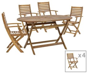 Gorpo-Falov dining table set of 5 natural solid acacia wood 130x80x72cm 130x80x72 εκ.