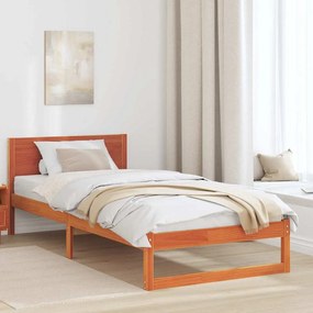 vidaXL Σκελετός Κρεβατιού Καφέ 90 x 190 cm Μασίφ ξύλο πεύκου