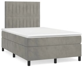 VidaXL Κρεβάτι Boxspring με Στρώμα & LED Αν.Γκρι 120x190εκ. Βελούδινο