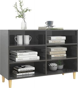 vidaXL Ραφιέρα Γυαλιστερή Γκρι 103,5 x 35 x 70 εκ. από Επεξ. Ξύλο