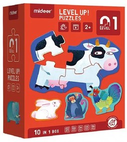 Mideer παζλ 3 σε1 - Level Up 1 &quot;Animals&quot; 2,3,4,5 - 6 τμχ  τμχ.