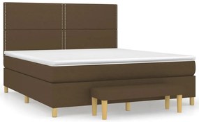 vidaXL Κρεβάτι Boxspring με Στρώμα Σκούρο Καφέ 180x200 εκ Υφασμάτινο
