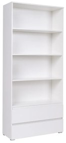 Βιβλιοθήκη Murrieta J102, Ανοιχτό, Με συρτάρια, Πλαστικοποιημένη μοριοσανίδα, Αριθμός συρταριών: 2, 204x92x34cm, Άσπρο | Epipla1.gr