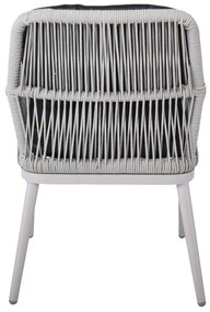 ALLEY Πολυθρόνα Τραπεζαρίας Κήπου ALU, Rope Grey 6mm, Μαξιλάρια Ανθρακί