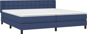 vidaXL Κρεβάτι Boxspring με Στρώμα Μπλε 200x200 εκ. Υφασμάτινο