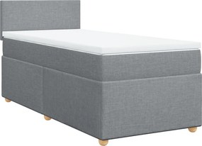 vidaXL Κρεβάτι Boxspring με Στρώμα Ανοιχτό Γκρι 90x190 εκ. Υφασμάτινο