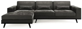 Γωνιακός Καναπές Seattle K102, Σκούρο γκρι, 280x160x85cm, Πόδια: Ξύλο, Ξύλο: Πεύκο | Epipla1.gr