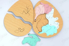 Σετ των 2 Intra απο ξύλο plywood Χρώμα wenge 3mm-4mm πάχος - Αυγό Ξύλινο Παζλ Κοπή Laser | Μοντεσσόρι Δίασταση 15x15 cm INTRAFABR-92651014