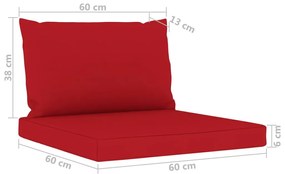 Καναπές Κήπου Τριθέσιος με Κόκκινα Μαξιλάρια - Κόκκινο
