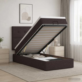 vidaXL Κρεβάτι Ottoman με στρώμα Σκούρο Καφέ 100 x 200 cm Ύφασμα