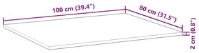 Επιφάνεια Γραφείου Ορθογώνια 100x80x2 εκ. Μασίφ Ξύλο Ακακίας - Καφέ