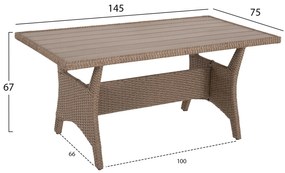 Σετ Σαλόνι Δεξιά Γωνία&amp;Τραπέζι Carson Μόκα Συνθ.Rattan-Μαξιλάρια