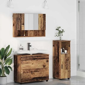 vidaXL Σετ Επίπλων Μπάνιου με ράφι 3 pcs Παλαιό ξύλο 76,5 x 35 x 64 εκ