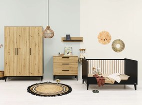 Ραφιέρα  Συρταριέρας Xem  Matt Black + Oak  ToiToiKids