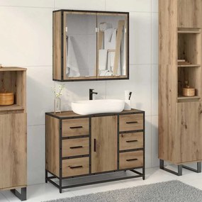 vidaXL Σετ Επίπλων Μπάνιου με πόρτα 2 pcs artisan δρυς 80 x 33 x 60 εκ