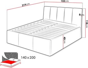 Επενδυμένο κρεβάτι Sensi-Gkri-140 x 200