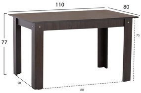 ΤΡΑΠΕΖΙ ΚΟΥΖΙΝΑΣ KELVIN 110x80x77Υεκ. WENGE HM2428.02 (1 Τεμμάχια)