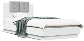 Πλαίσιο Κρεβατιού με Κεφαλάρι και LED Λευκό 100 x 200 εκ.