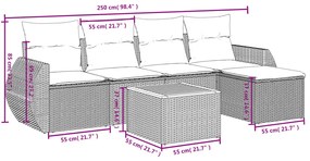 vidaXL Σαλόνι Κήπου 6 Τεμαχίων από Γκρι Συνθετικό Ρατάν με Μαξιλάρια