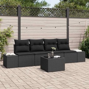 vidaXL Σετ Καναπέ Κήπου με μαξιλάρι 5 pcs Μαύρο 55 x 55 x 37 εκ