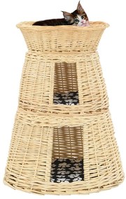 vidaXL Καλάθι Γάτας Σετ 3 τεμ. με Μαξιλάρια 47x34x60 εκ. Φυσική Ιτιά
