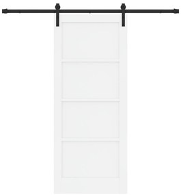 vidaXL Συρόμενη Πόρτα  με Σετ Υλικών Λευκή 83x202 εκ. Ξύλο Πεύκου