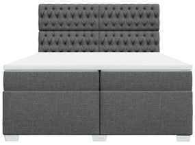 Κρεβάτι Boxspring με Στρώμα Σκούρο Γκρι 200x200 εκ. Υφασμάτινο - Γκρι