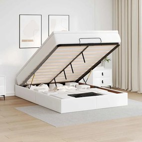 vidaXL Οθωμανικό κρεβάτι με στρώμα Λευκό 140x200cm Faux Leather