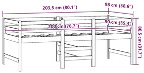 vidaXL Καναπές Κρεβάτι Καφέ Μελί 90 x 200 εκ. από Μασίφ Ξύλο Πεύκου