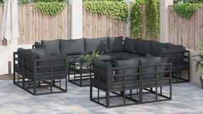 vidaXL Σετ Καναπέ Κήπου 12 pcs Μαύρο 70 x 70 x 32 εκ Αλουμίνιο