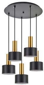 SE21-GM-4-5BL-MS1 ADEPT TUBE Gold Matt Pendant Black Metal Shade+