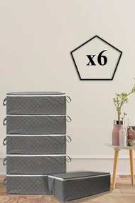 Stewehome Σετ 6 τεμαχίων καπιτονέ θήκες αποθήκευσης κάτω από στρώμα 60x40 cm