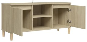 vidaXL Έπιπλο Τηλεόρασης Καφέ Δρυς 103,5x35x50εκ. Μασίφ Ξύλινα Πόδια