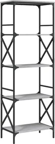 vidaXL Βιβλιοθήκη 5 Επιπέδων Γκρι Sonoma 59 x 35 x 171 εκ. Επεξ. Ξύλο